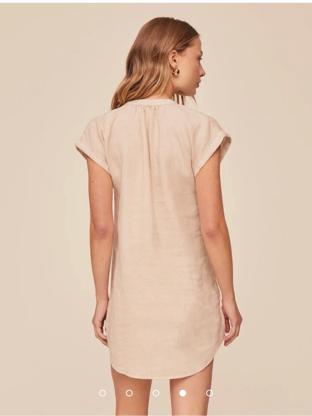 Cap Sleeve Henley Dress - Linen Sand - Picture 2 of 7